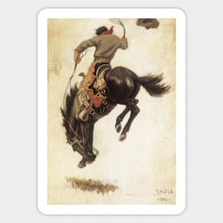 Vintage Cowboy, Bronco Buster Study by NC Wyeth Sticker